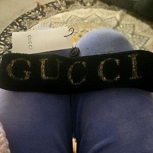 FASHION Black Headband with Gold Logo